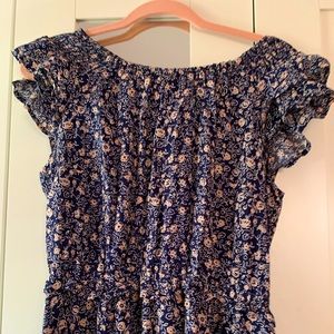 Dark blue flower print dress